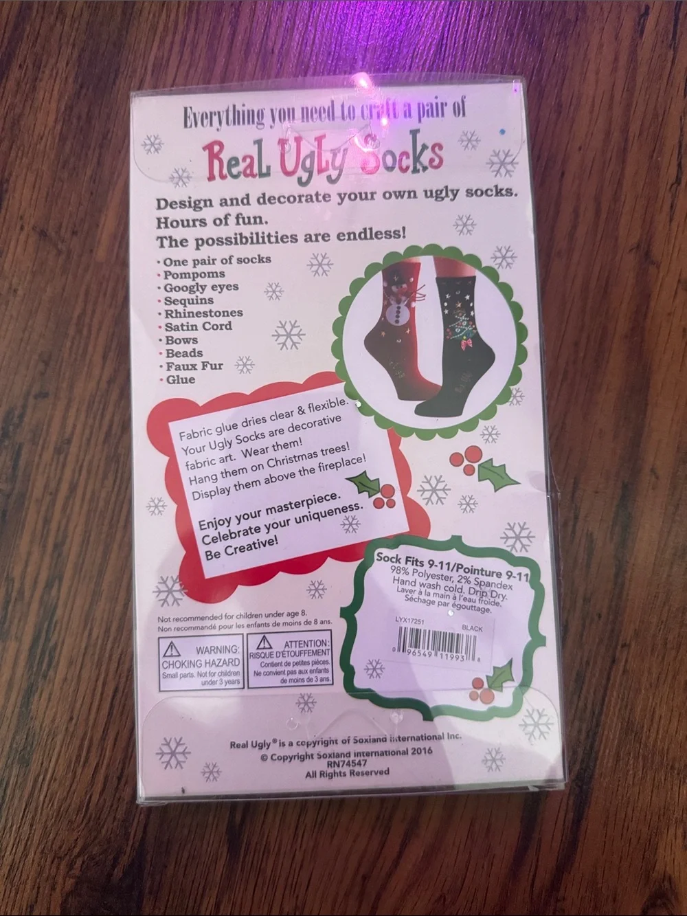 Real Ugly Socks - Black & White Cat Holiday Design C1.B.1R